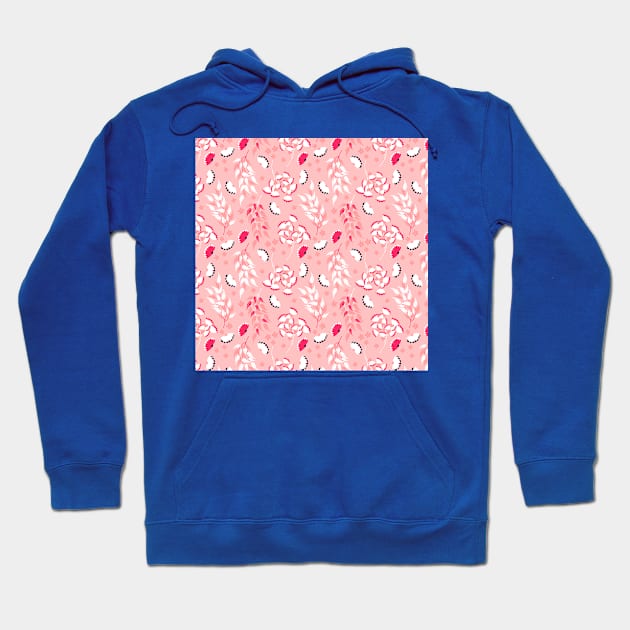 Floral Navy Pink Pattern Hoodie by Patternos